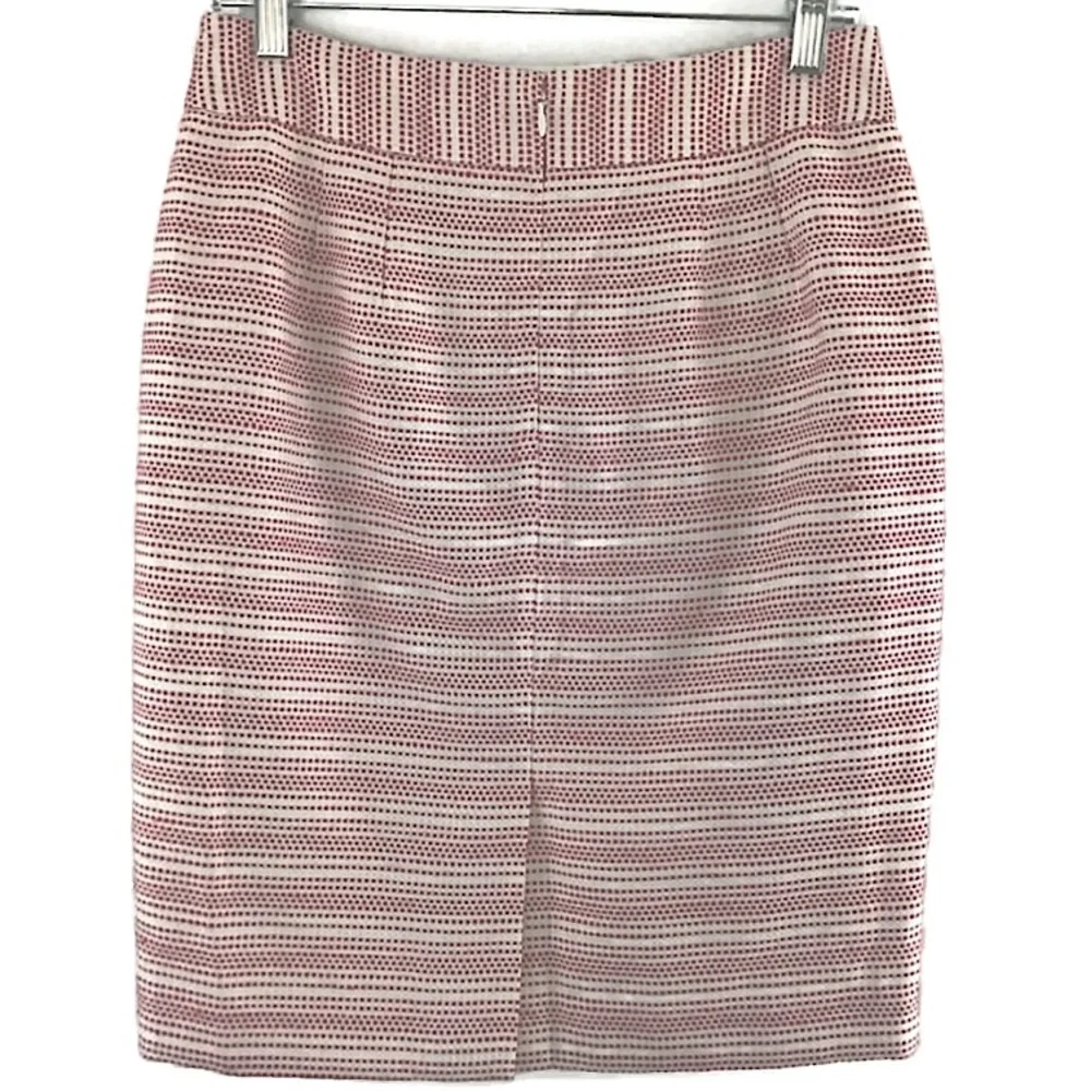 ANN TAYLOR WOVEN RED WHITE PENCIL SKIRT SIZE 4 NWOT